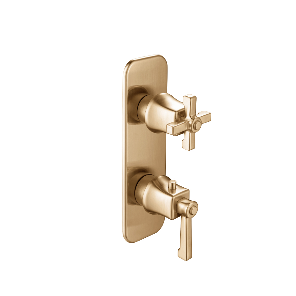 Thermostatische douchemengkraan - 2 uitgangen | Geborsteld brons PVD