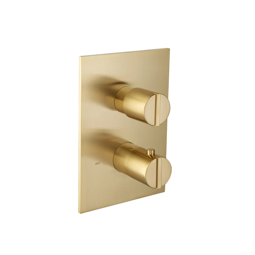 Thermostatische douchemengkraan - 2 uitgangen | Geborsteld messing PVD