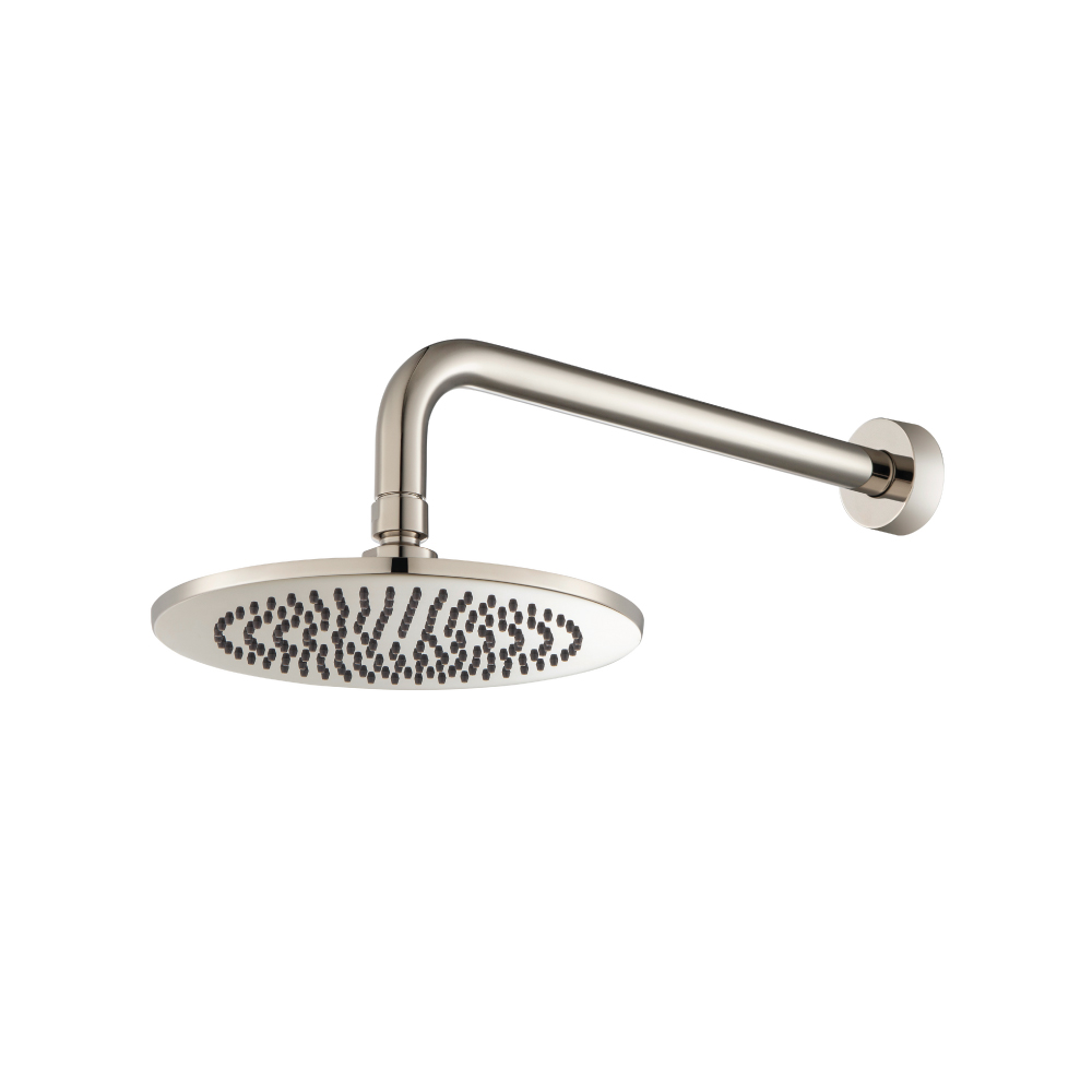 8" Solid Brass Showerhead / Rainhead With 12" Wall Mount Shower Arm | Gepolijst nikkel PVD