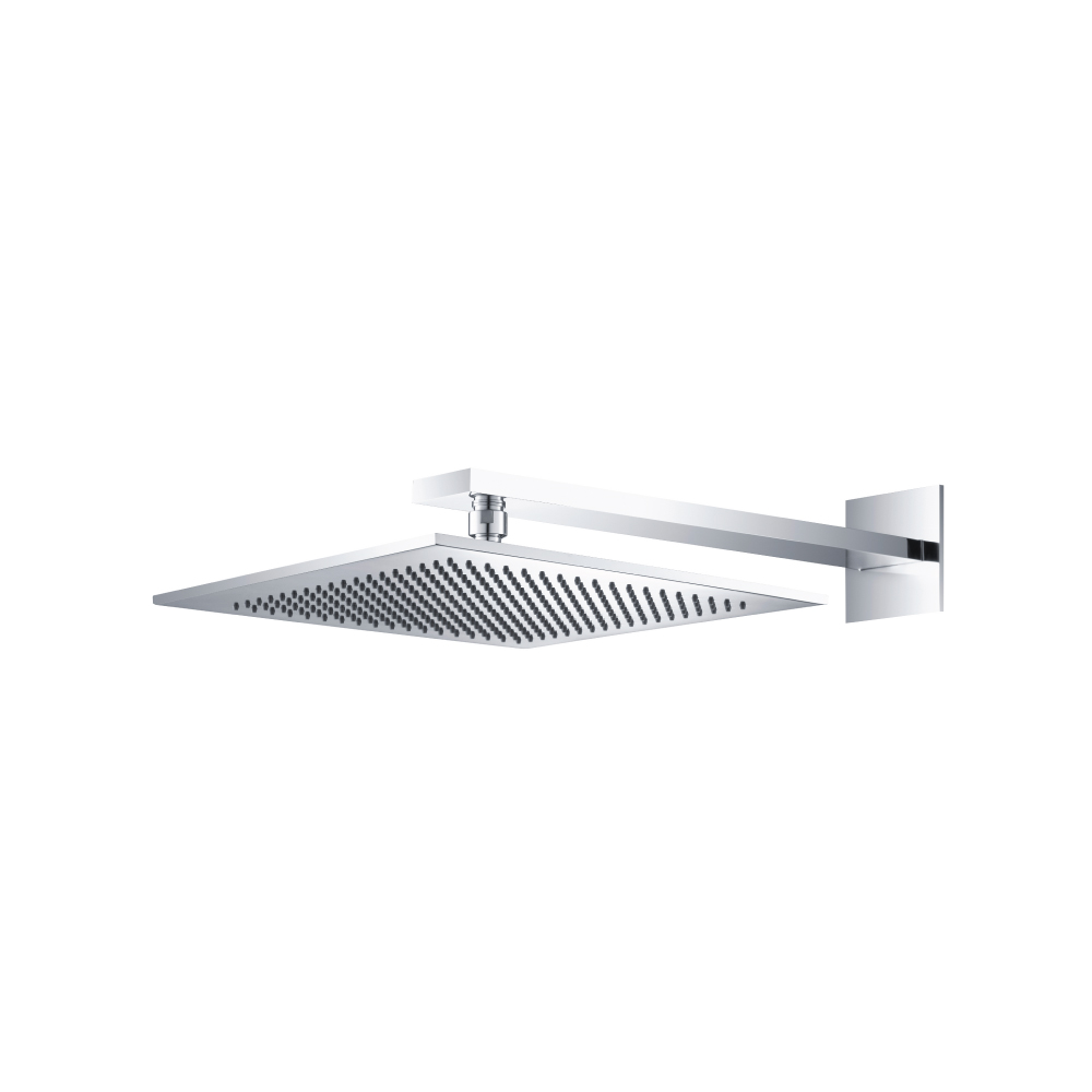 300 mm vierkante hoofddouche met 400 mm douchearm | Geborsteld messing PVD