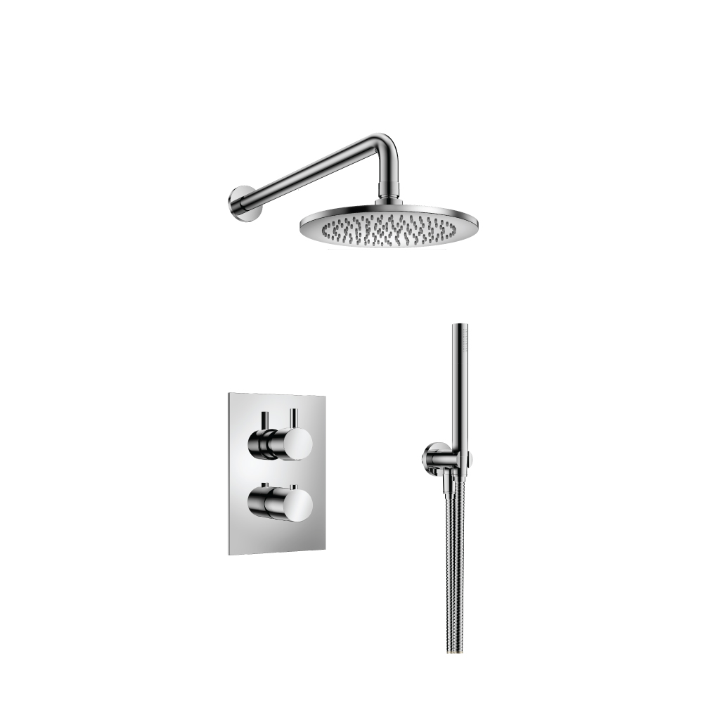 Two Output Shower Set With Shower Head And Hand Held | Chroom