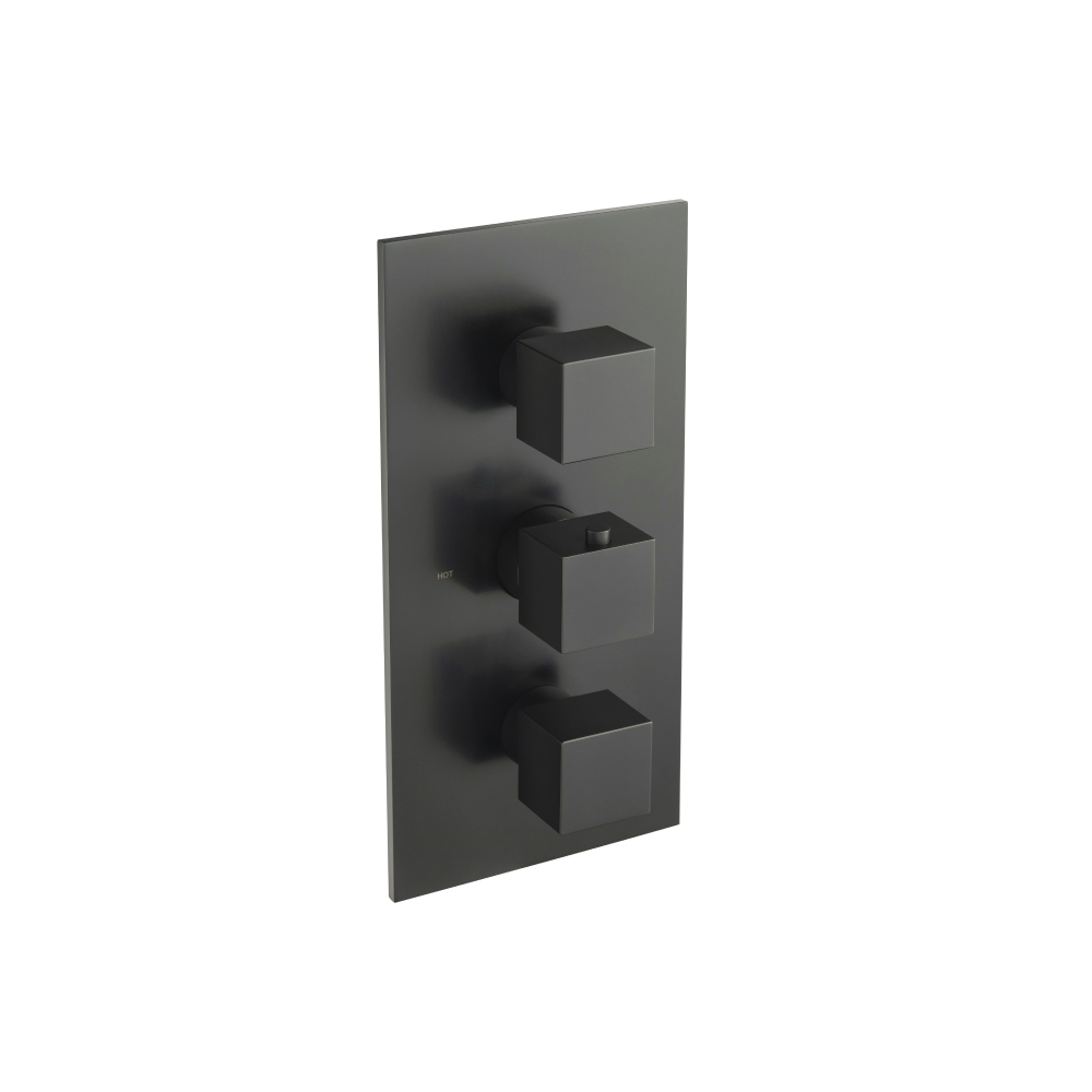 Thermostatische douchemengkraan - 3 uitgangen | Mat zwart