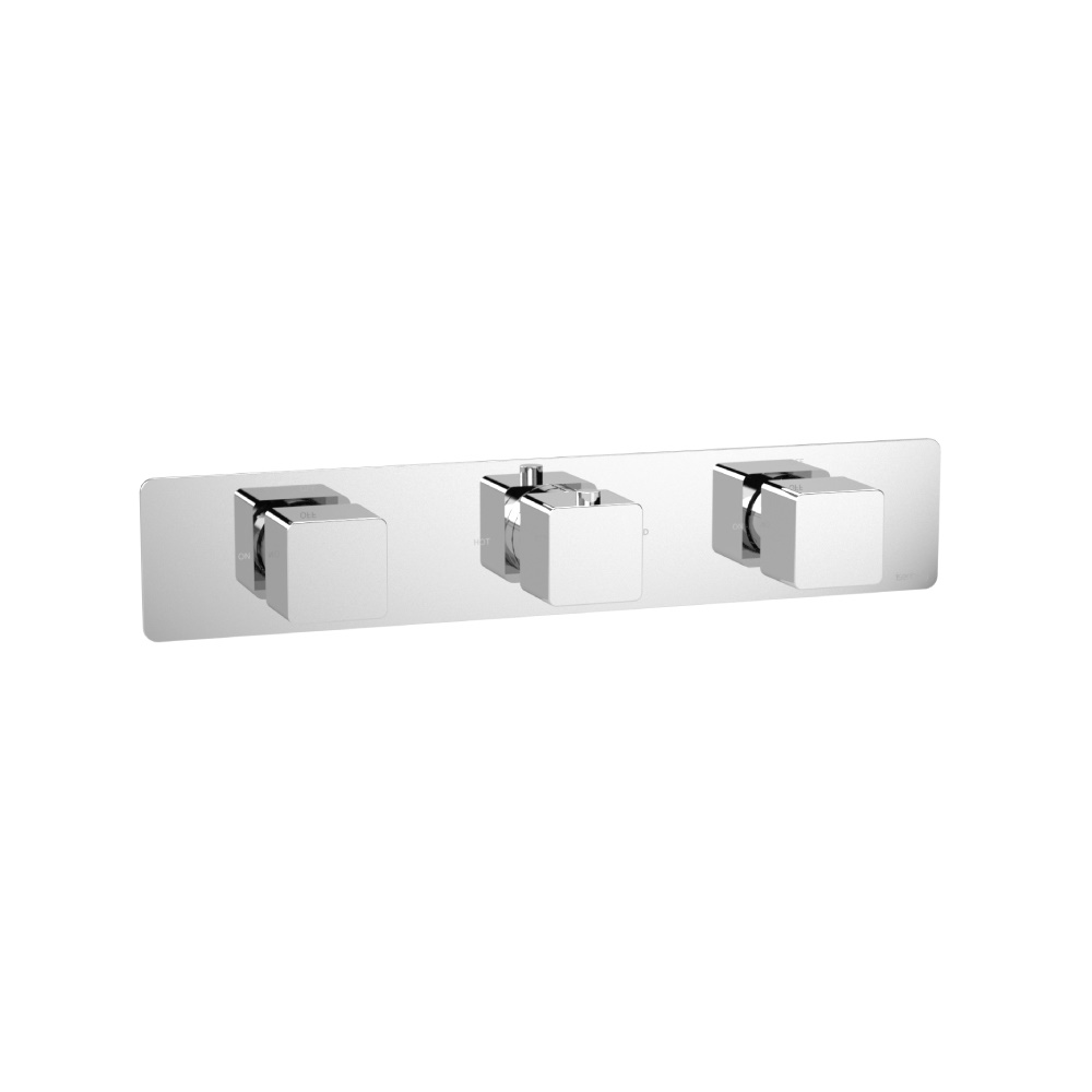 3/4" Horizontal Thermostatic Valve with 2 Volume Controls &  Trim | Mat zwart