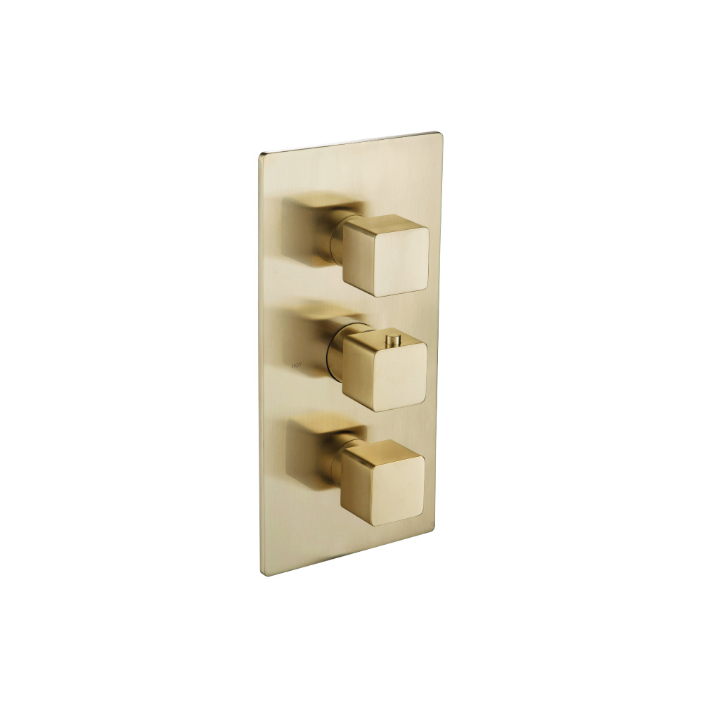 Thermostatische douchemengkraan - 3 uitgangen | Geborsteld messing PVD